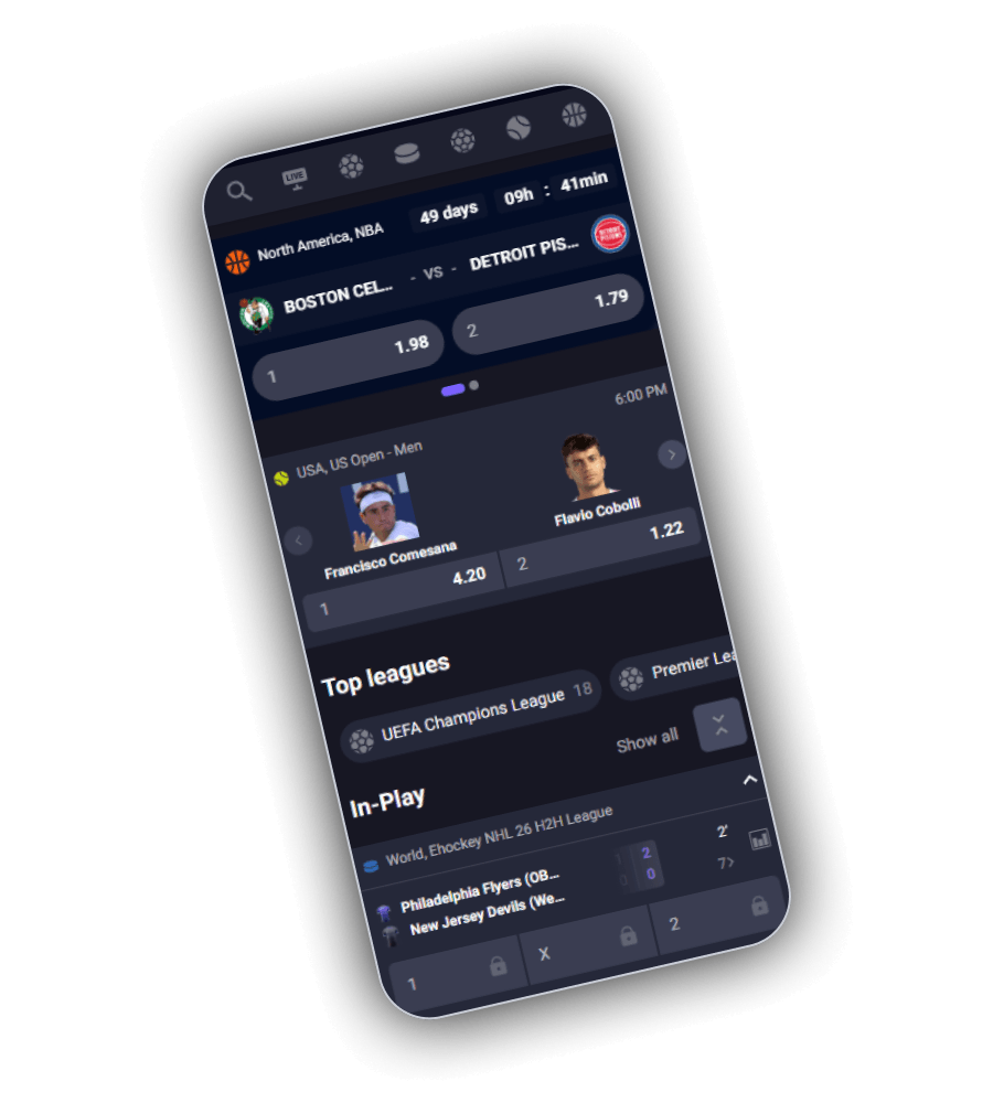 Sportbetting hos Smash Casino med live-odds och kommande matcher i mobilen